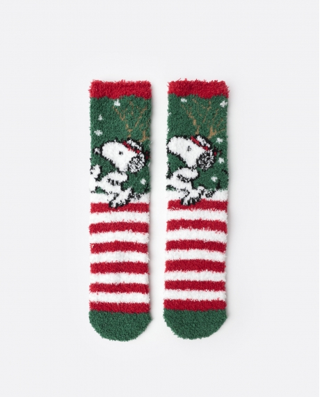 PEANUTS Calcetín Calentito Reindeer Crossing para Mujer, (Caja de 12 packs) VERDE