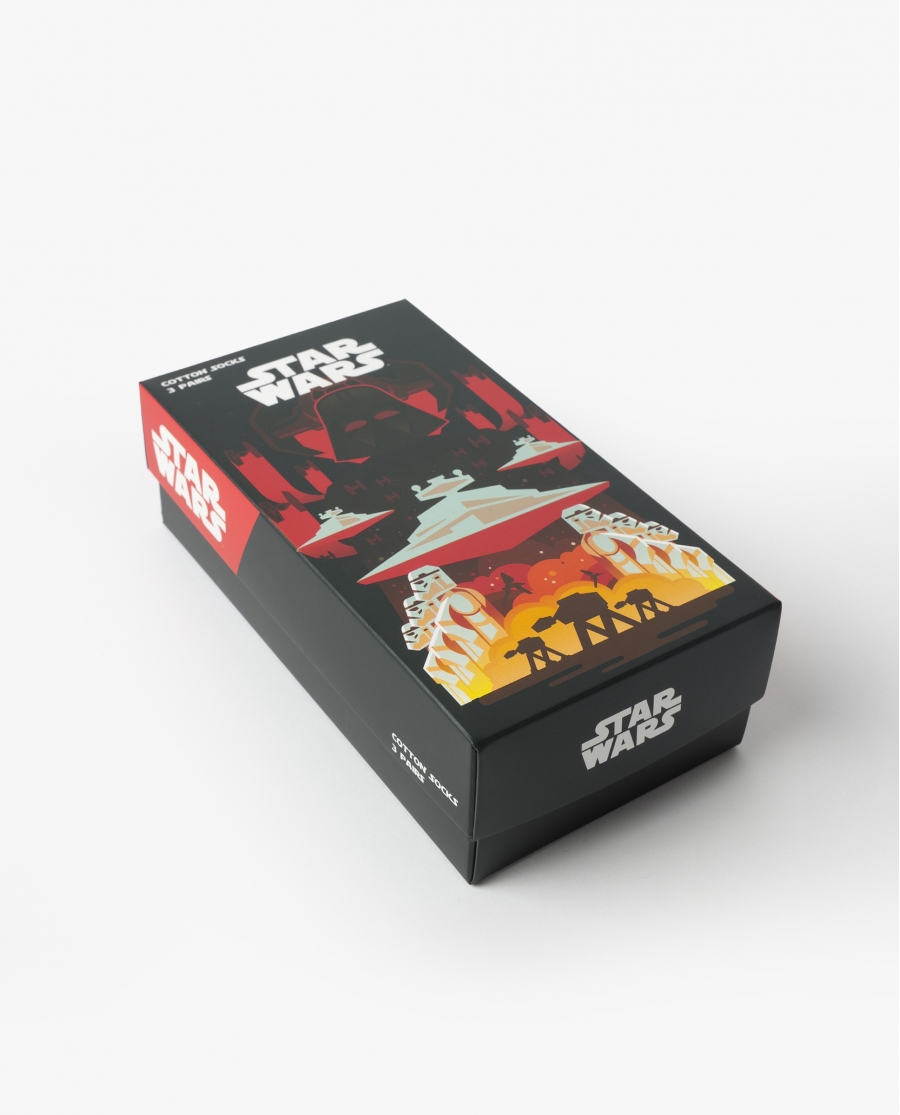 STAR WARS Calcetín Mediano Galaxy Villains para Hombre, (Caja de 3 unidades) PACK FANTASIA