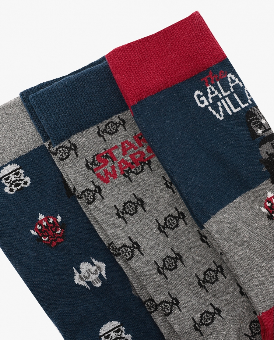 STAR WARS Calcetín Mediano Galaxy Villains para Hombre, (Caja de 3 unidades) PACK FANTASIA