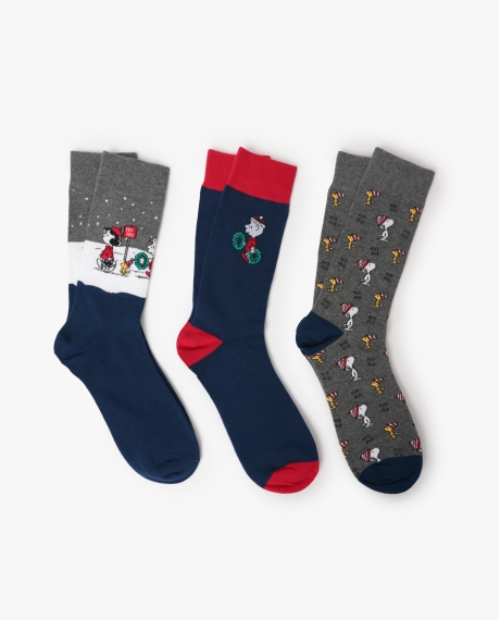 PEANUTS Calcetín Mediano Super HoHo Mood para Hombre, (Caja de 3 unidades) PACK FANTASIA