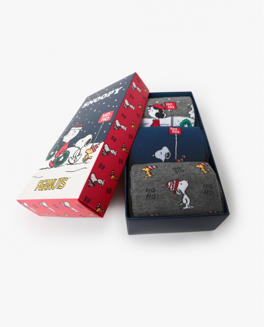 PEANUTS Calcetín Mediano Super HoHo Mood para Hombre, (Caja de 3 unidades) PACK FANTASIA