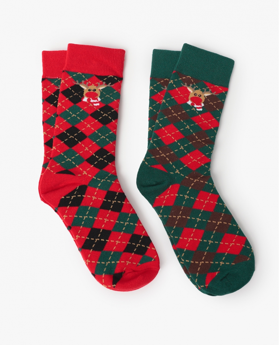 ADMAS Calcetín 2 Pares Reindeer Unisex, (Caja de 12 packs) PACK FANTASIA
