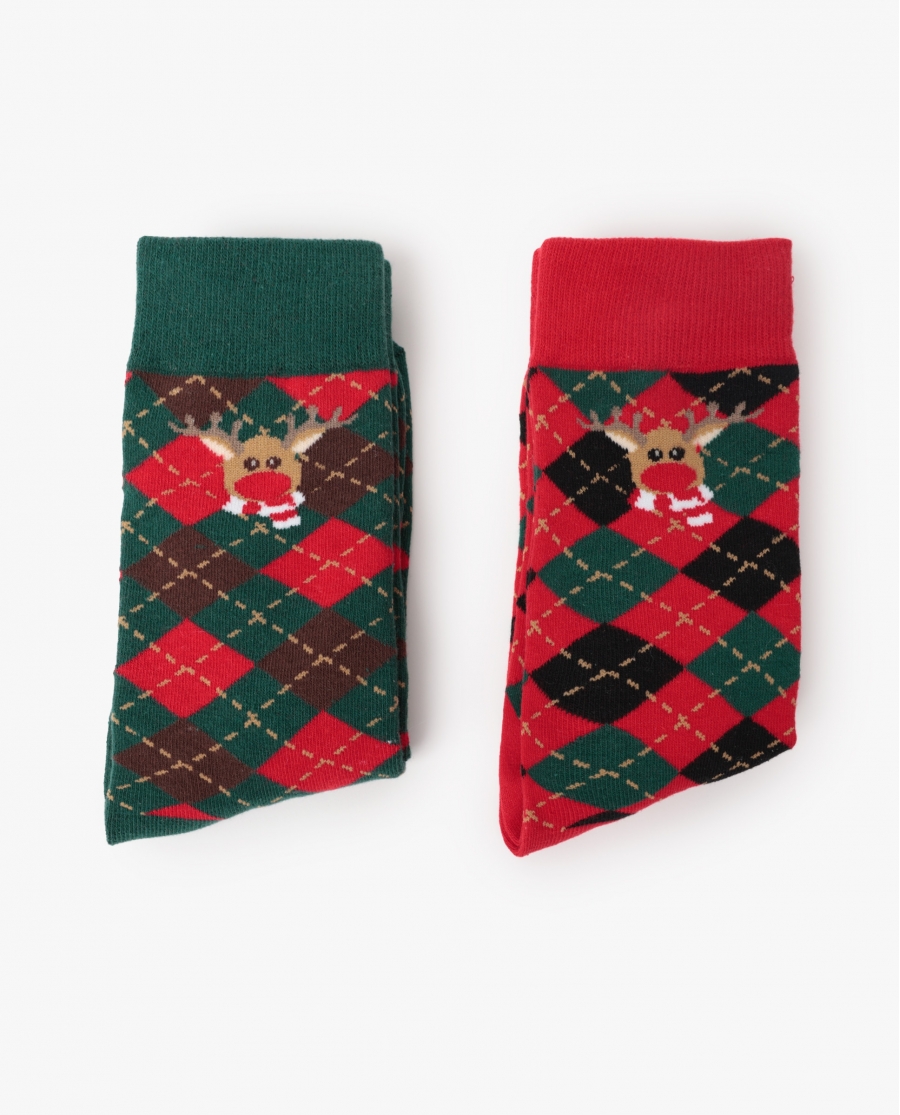 ADMAS Calcetín 2 Pares Reindeer Unisex, (Caja de 12 packs) PACK FANTASIA