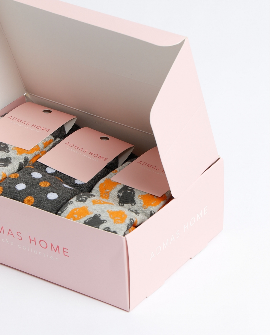 ADMAS Calcetín Antideslizante Warms Hug para Mujer, (Caja de 6 pares) SURTIDO