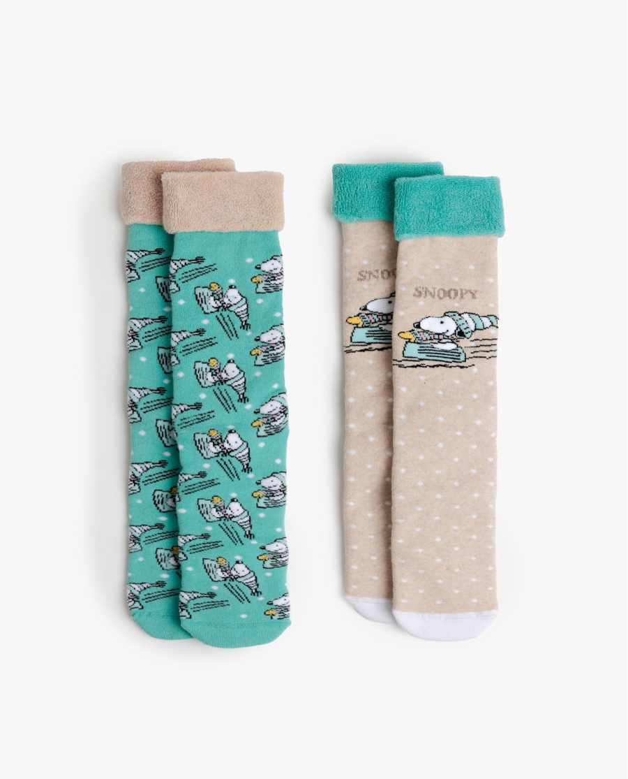 PEANUTS Calcetín Antideslizante Let It Snow para Mujer, (Caja de 6 pares) SURTIDO