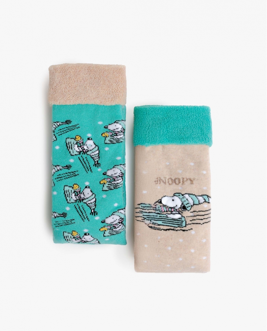 PEANUTS Calcetín Antideslizante Let It Snow para Mujer, (Caja de 6 pares) SURTIDO
