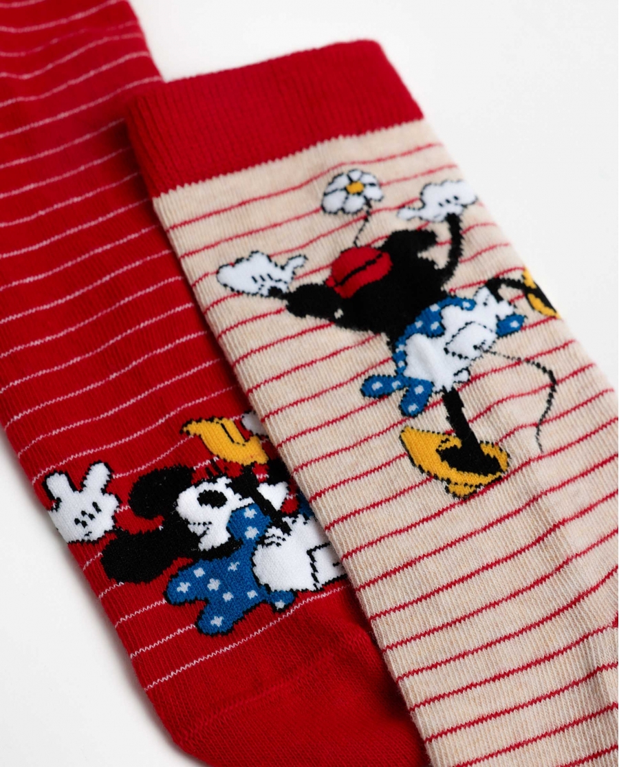 DISNEY Calcetín Mediano Minnie Stripes para Mujer, (Caja de 6 unidades) SURTIDO