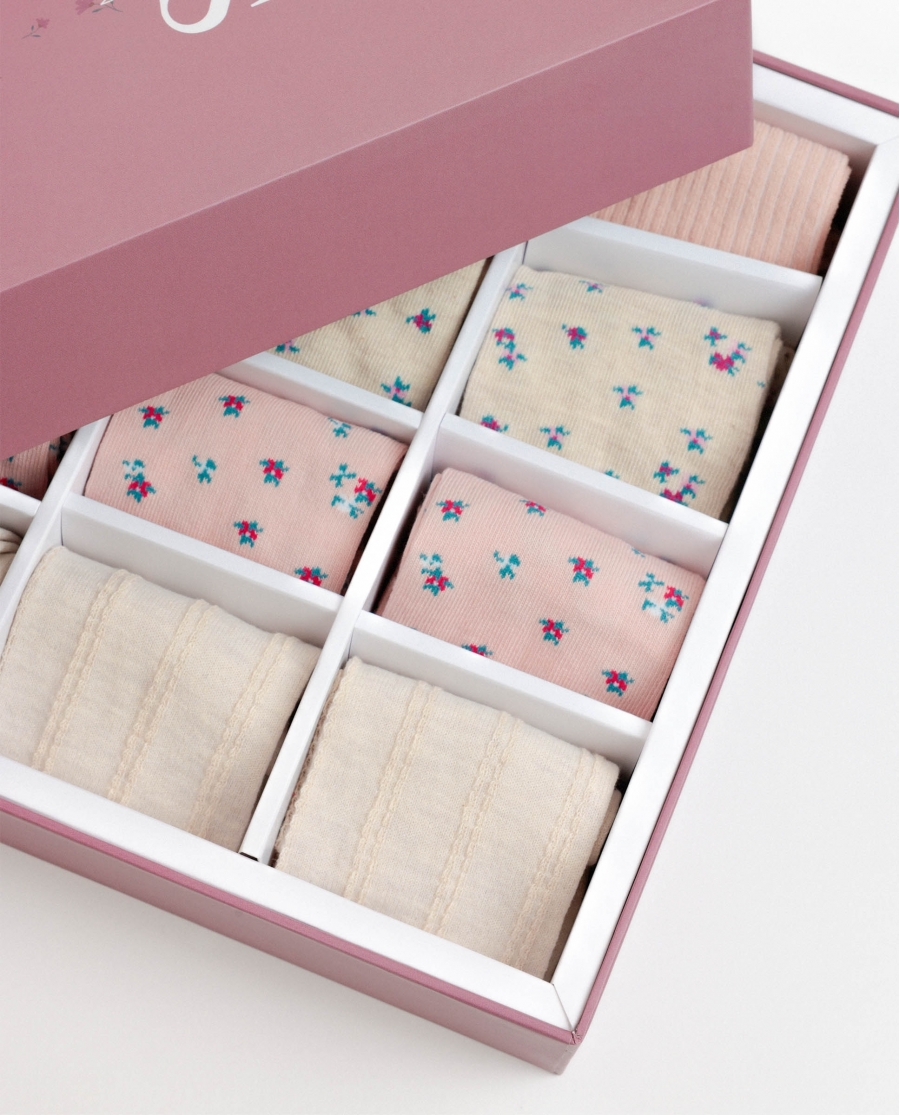 ADMAS Calcetín Mediano Art Is Flowers para Mujer, (Caja de 12 unidades) SURTIDO