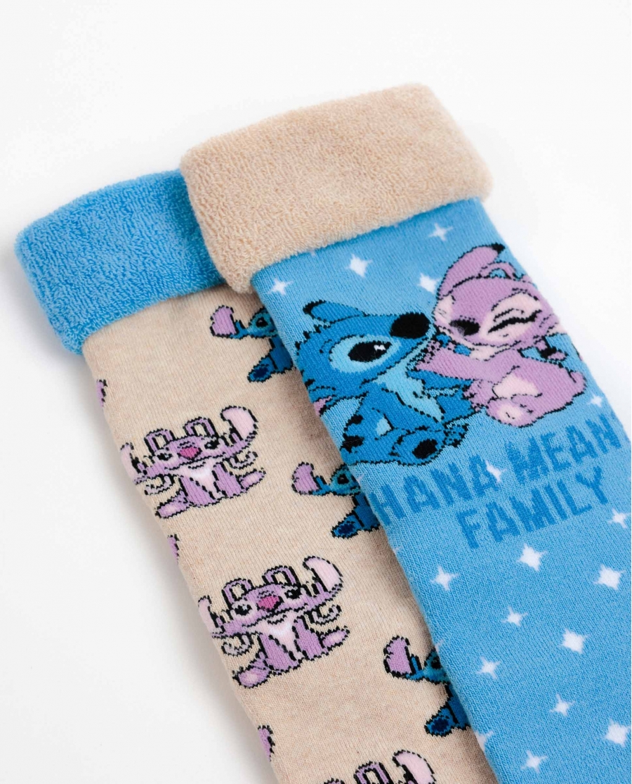 DISNEY Calcetín Antideslizante Ohana para Mujer, (Caja de 6 unidades) SURTIDO