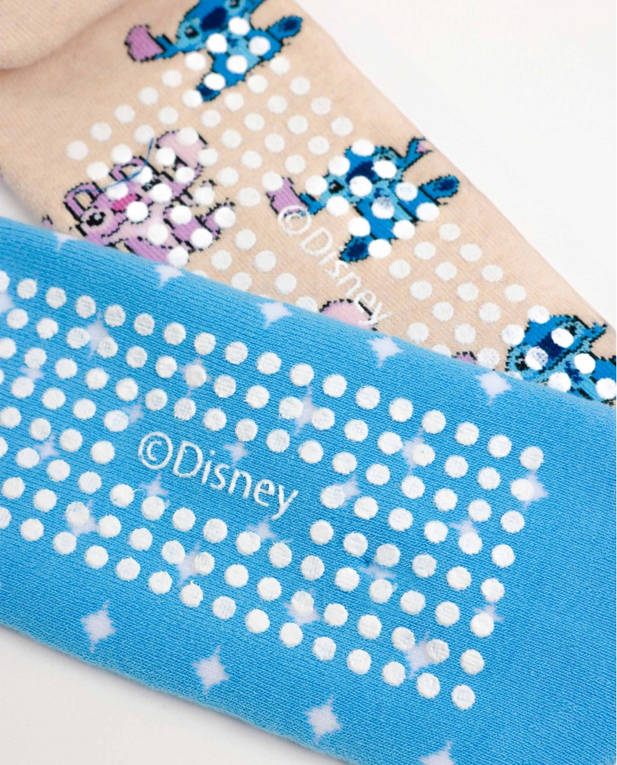 DISNEY Calcetín Antideslizante Ohana para Mujer, (Caja de 6 unidades) SURTIDO