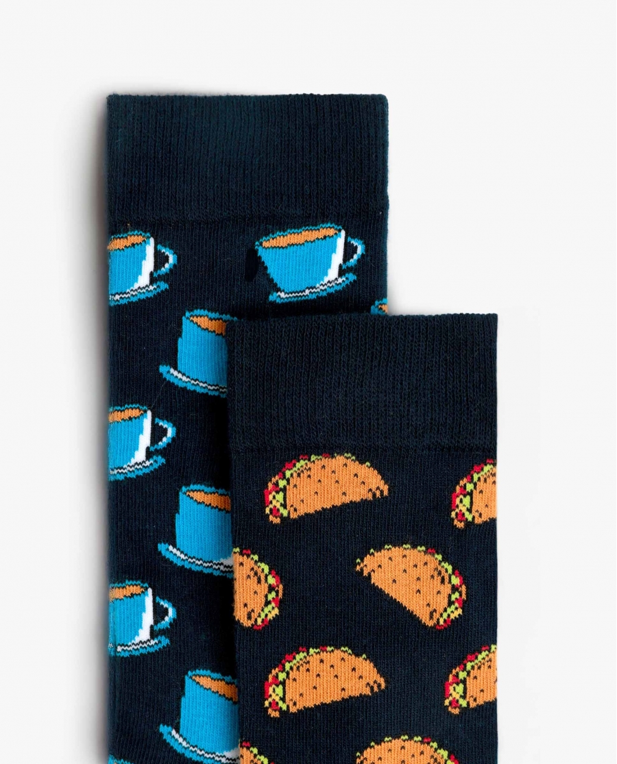DIVER Calcetín Mediano Diver Taco and Coffee para Hombre, (Caja de 6 pares) SURTIDO