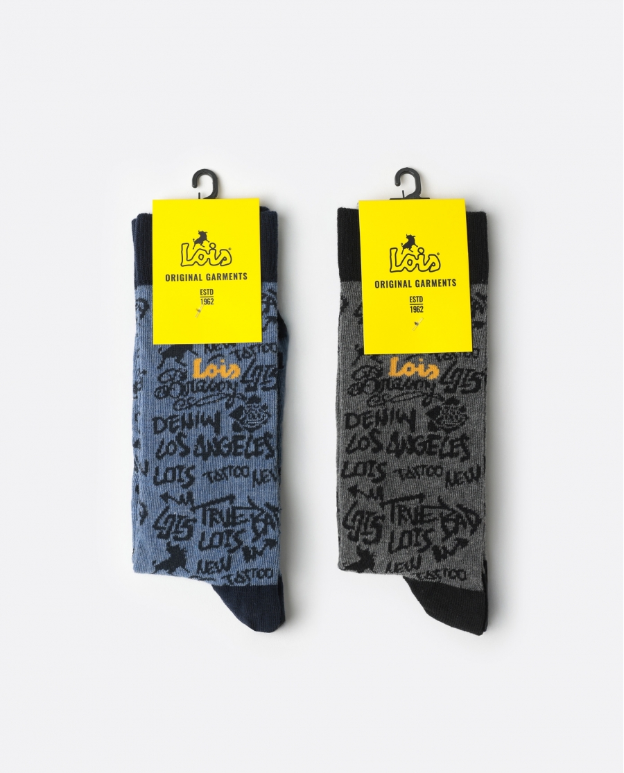 LOIS Calcetín Mediano Lois Trap Socks para Hombre, (Caja de 6 unidades) SURTIDO