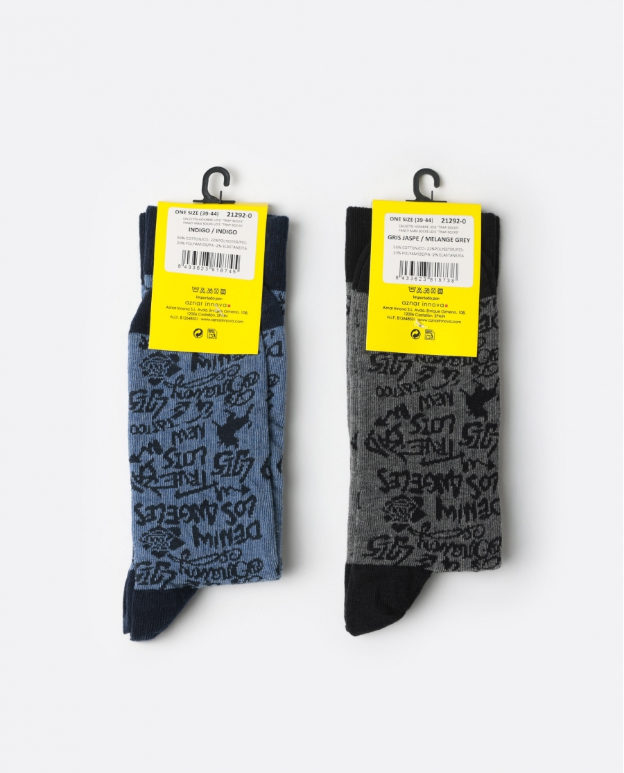LOIS Calcetín Mediano Lois Trap Socks para Hombre, (Caja de 6 unidades) SURTIDO