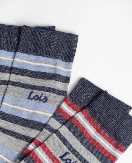 LOIS Calcetín Mediano Lois Stripes para Hombre, (Caja de 6 unidades) SURTIDO 2
