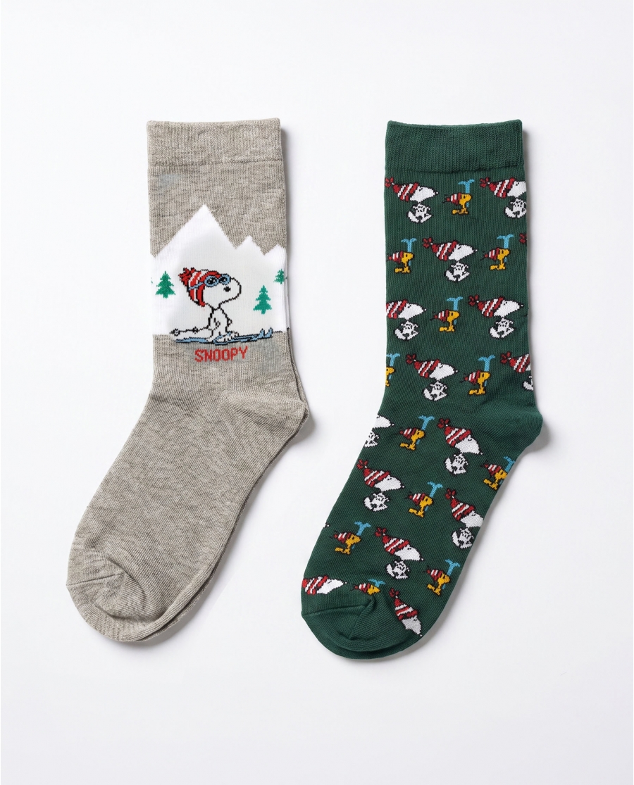 PEANUTS Calcetín de Caña Normal Snoopy Winter para Hombre, (Caja de 6 pares) SURTIDO