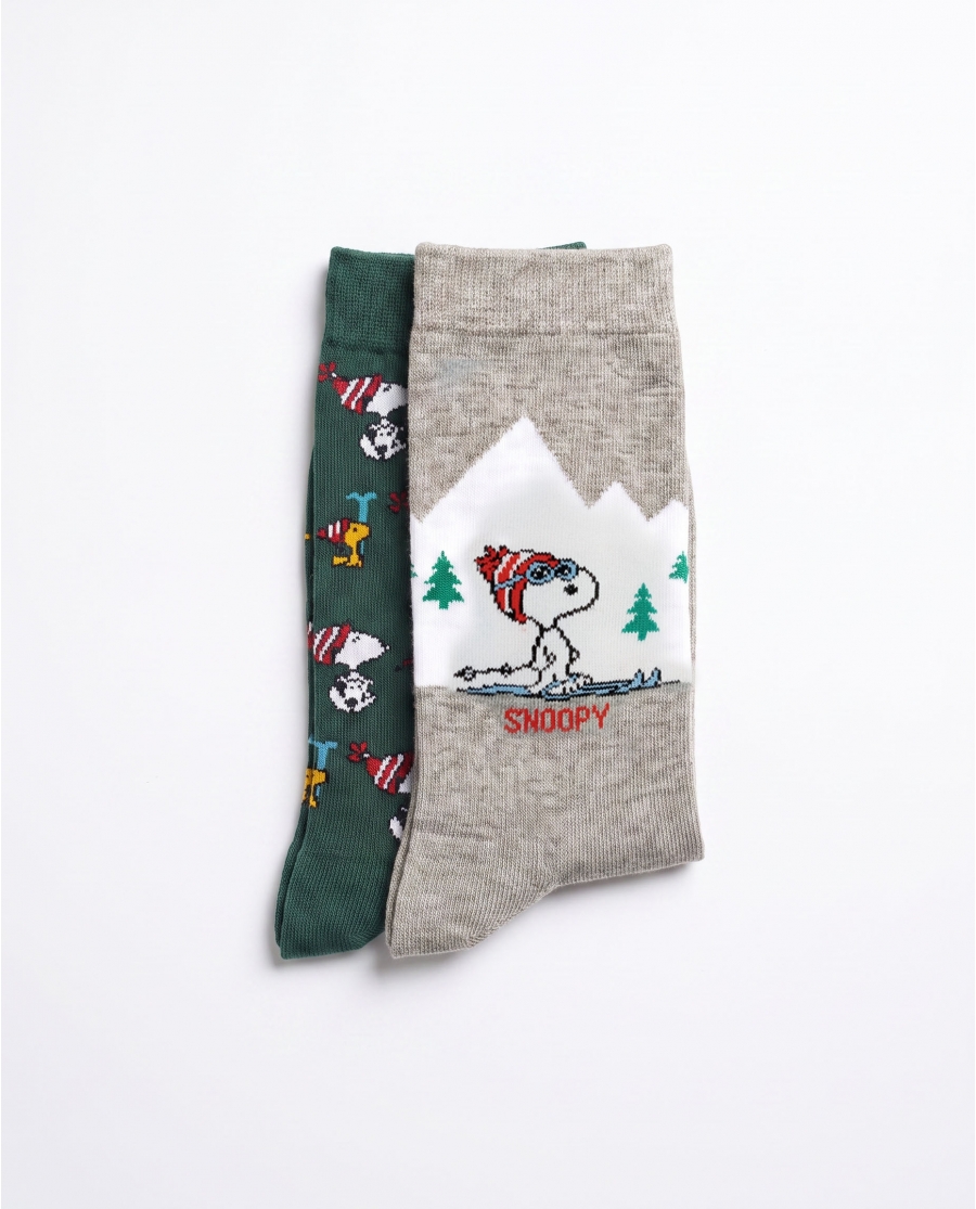 PEANUTS Calcetín de Caña Normal Snoopy Winter para Hombre, (Caja de 6 pares) SURTIDO