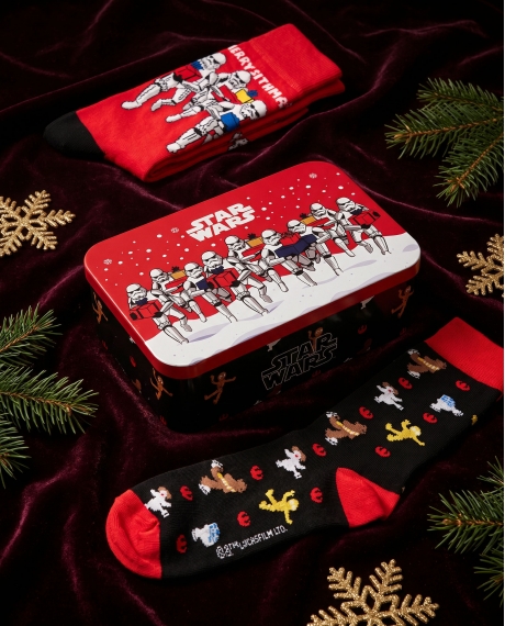 STAR WARS Calcetines Ski Wars Caja Metal Regalo para Hombre, (Pack 2 pares / Caja de 12 packs) PACK FANTASIA 2