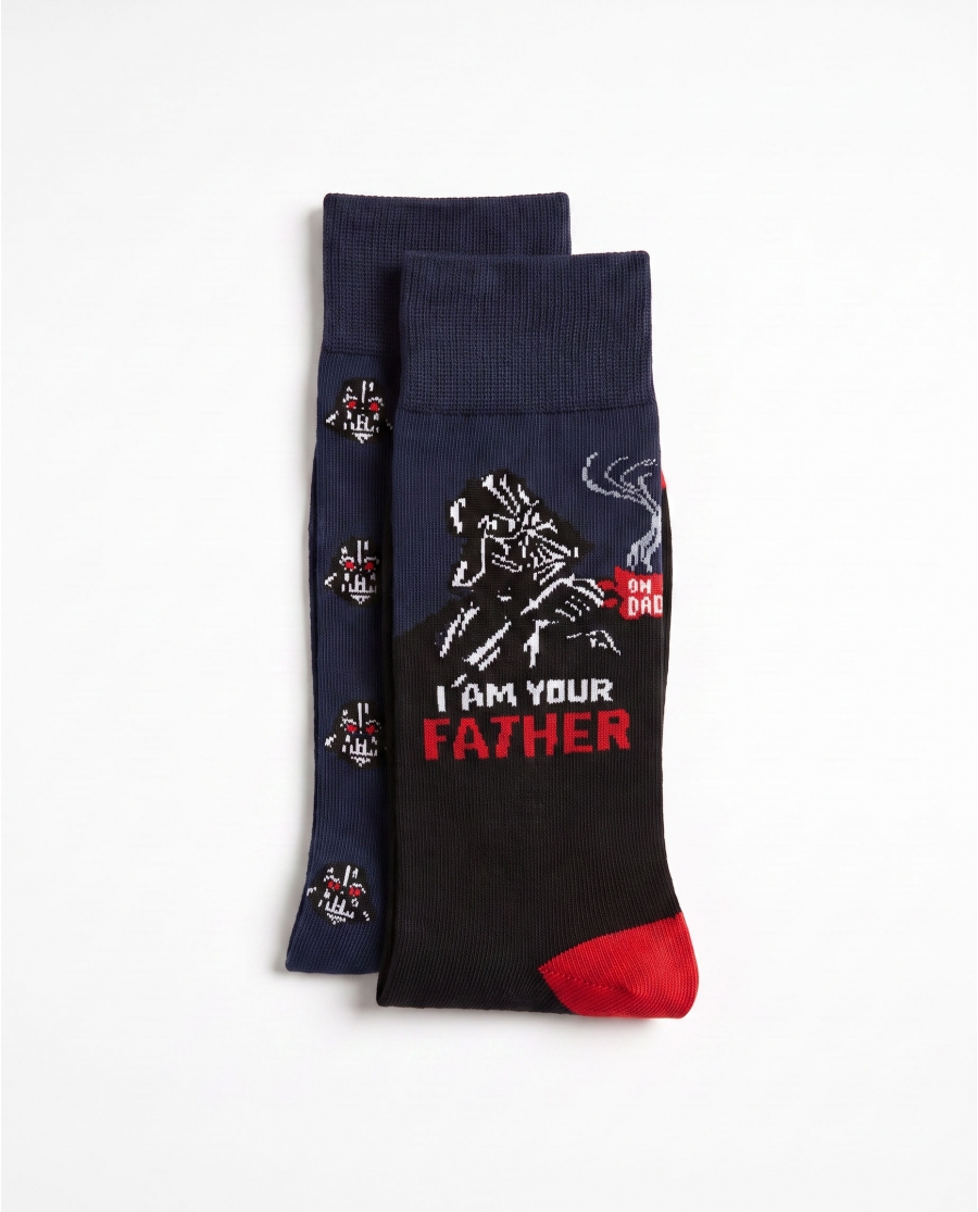STAR WARS Calcetines Father Bote Metal Regalo para Hombre, (Pack 2 pares / Caja de 12 packs) PACK FANTASIA