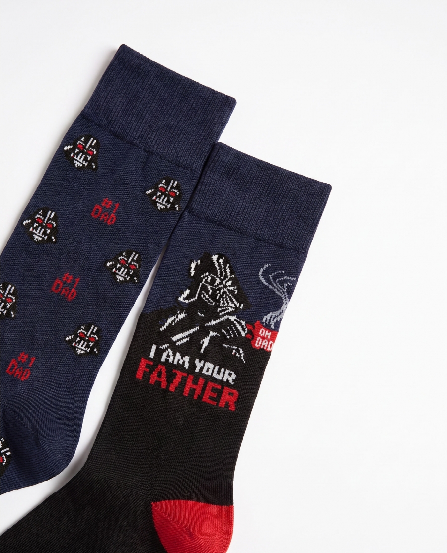 STAR WARS Calcetines Father Bote Metal Regalo para Hombre, (Pack 2 pares / Caja de 12 packs) PACK FANTASIA
