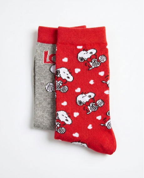 PEANUTS Calcetín de Caña Normal Love Snoopy para Mujer (Caja de 6 pares) SURTIDO 2