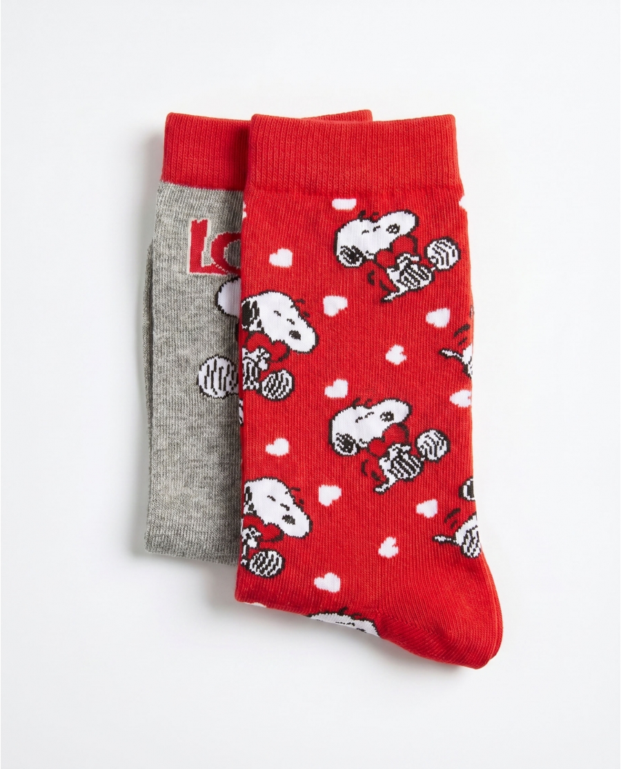 PEANUTS Calcetín de Caña Normal Love Snoopy para Mujer (Caja de 6 pares) SURTIDO