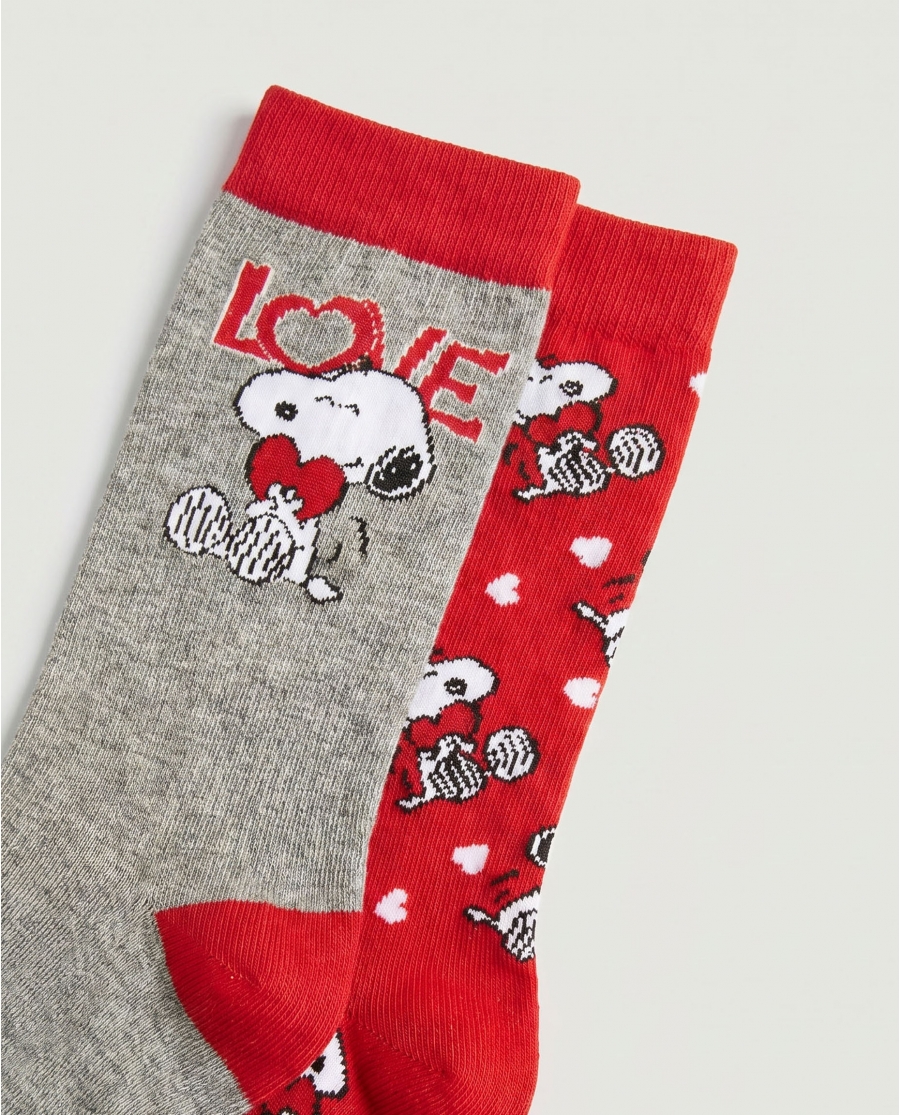PEANUTS Calcetín de Caña Normal Love Snoopy para Mujer (Caja de 6 pares) SURTIDO