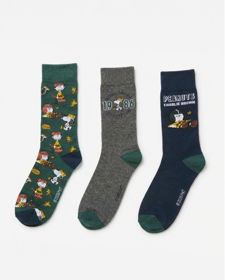 PEANUTS Calcetín de Caña Normal Winter Sports para Hombre, (Pack de 3 pares) PACK FANTASIA