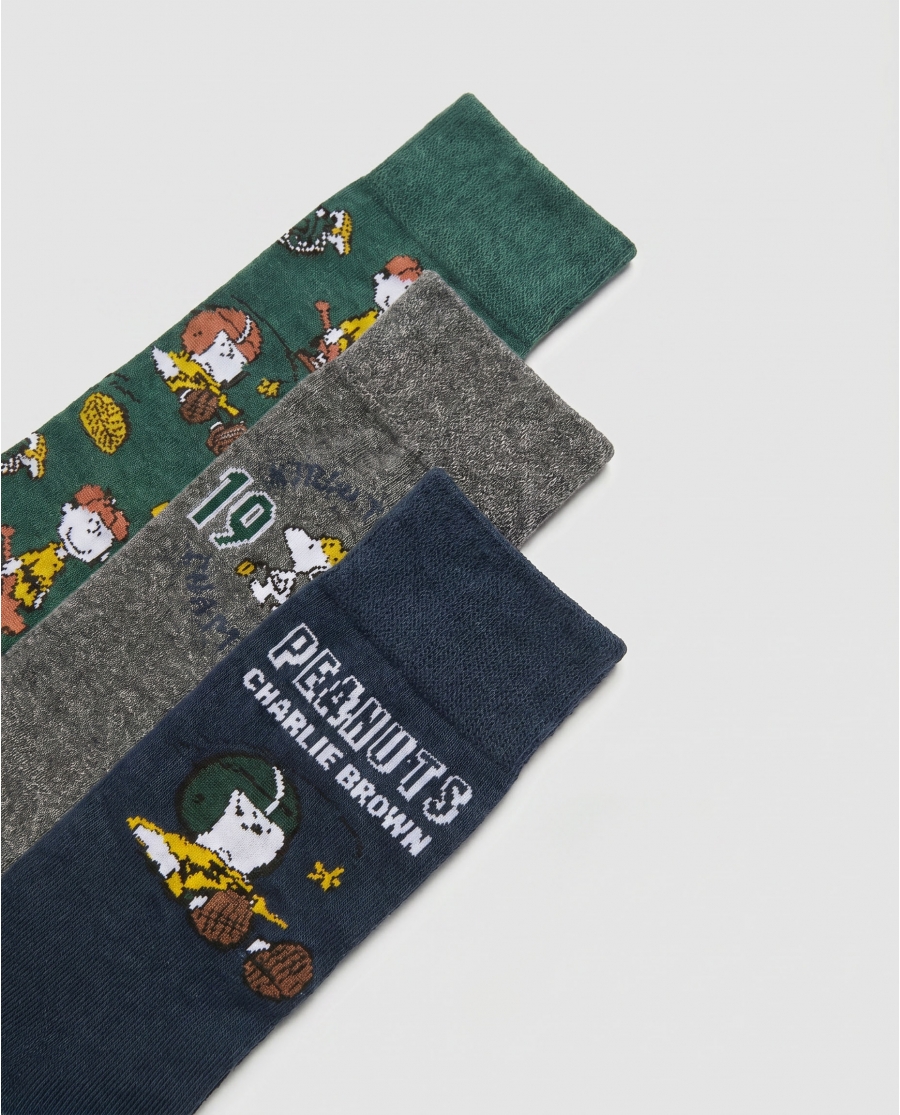 PEANUTS Calcetín de Caña Normal Winter Sports para Hombre, (Pack de 3 pares) PACK FANTASIA