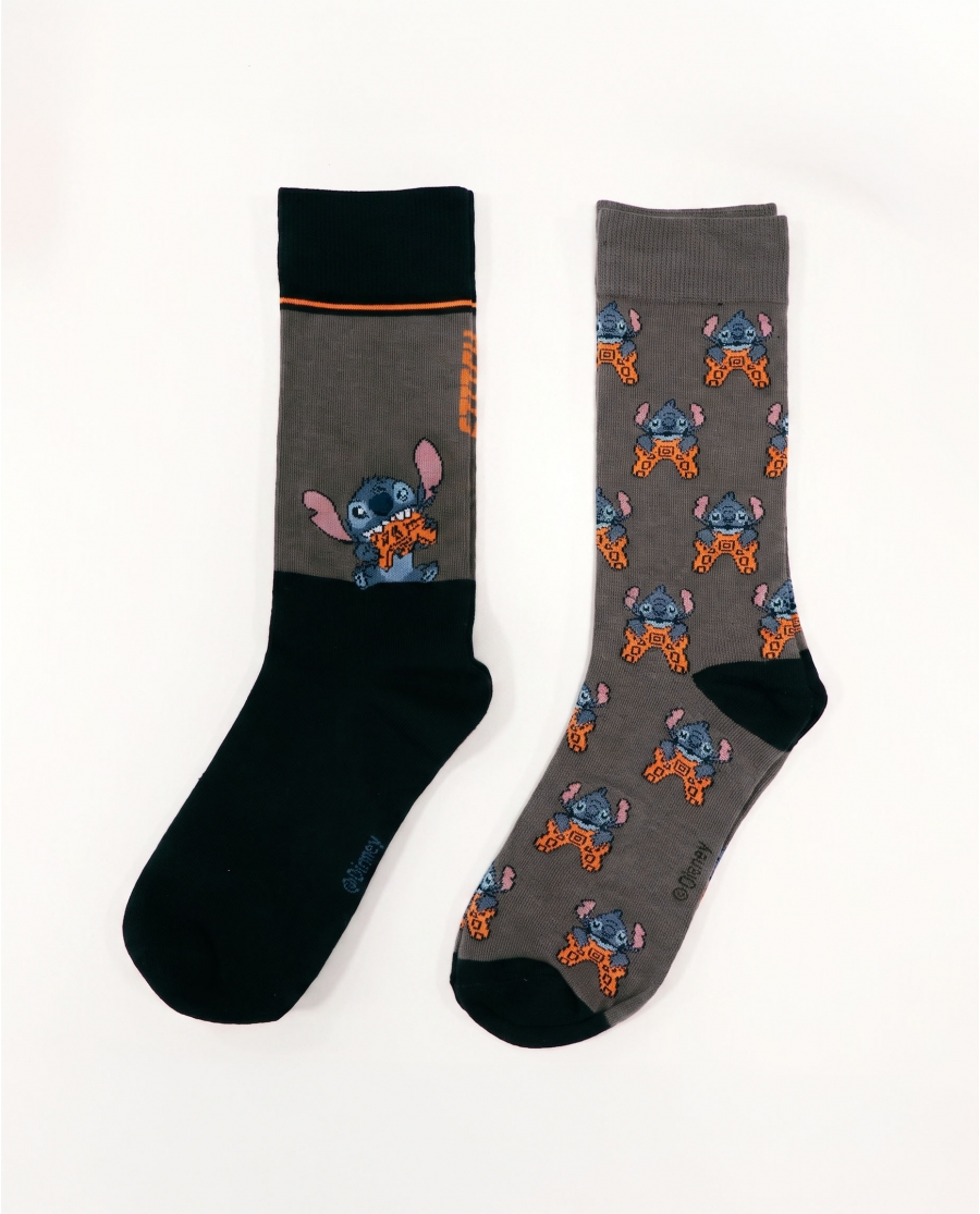 DISNEY Calcetín de Caña Normal Stitch Arcade para Hombre, (Caja de 6 pares) SURTIDO
