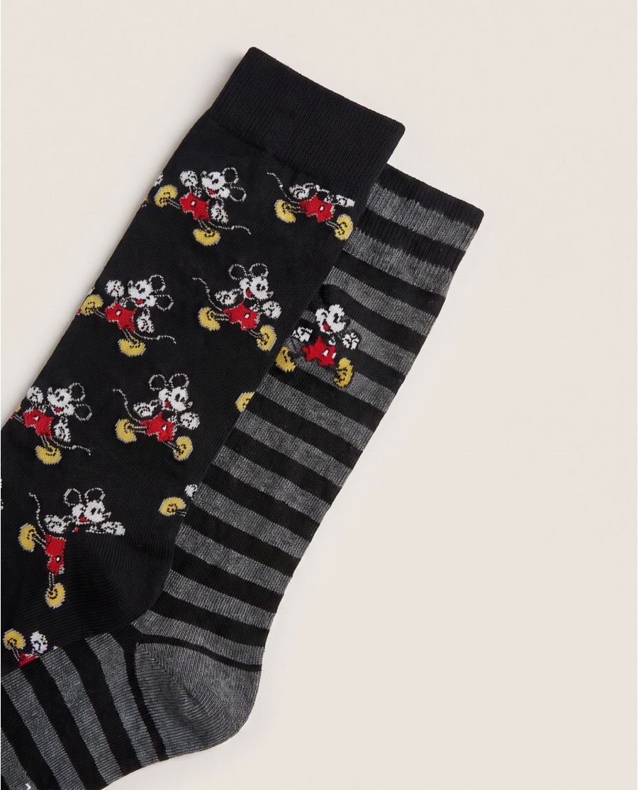 DISNEY Calcetín de Caña Normal Mickey Disney Studios para Hombre, (Caja de 6 pares) SURTIDO
