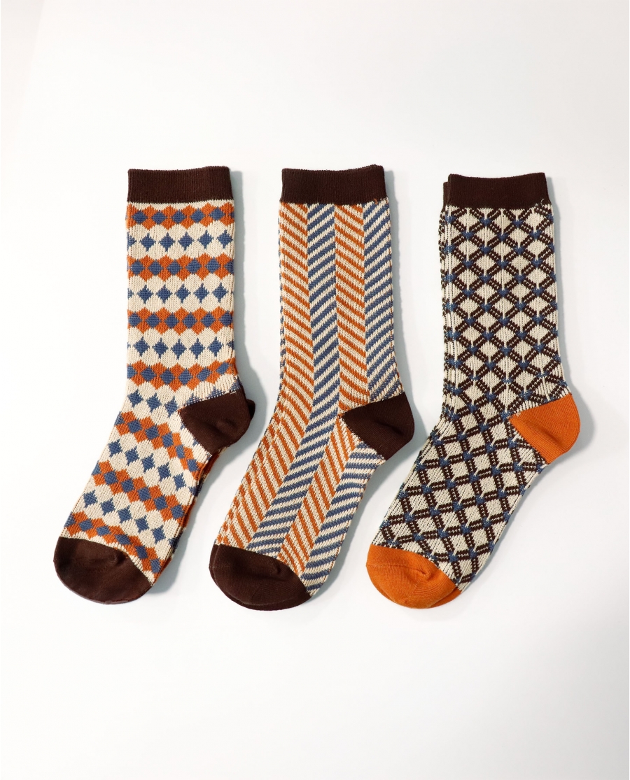 ADMAS Calcetín de Caña Normal Geometricos para Mujer, (Caja de 6 pares) SURTIDO