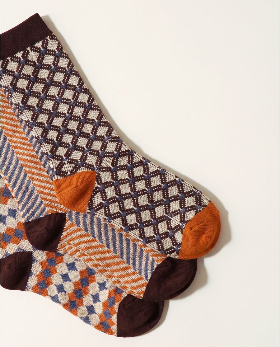 ADMAS Calcetín de Caña Normal Geometricos para Mujer, (Caja de 6 pares) SURTIDO