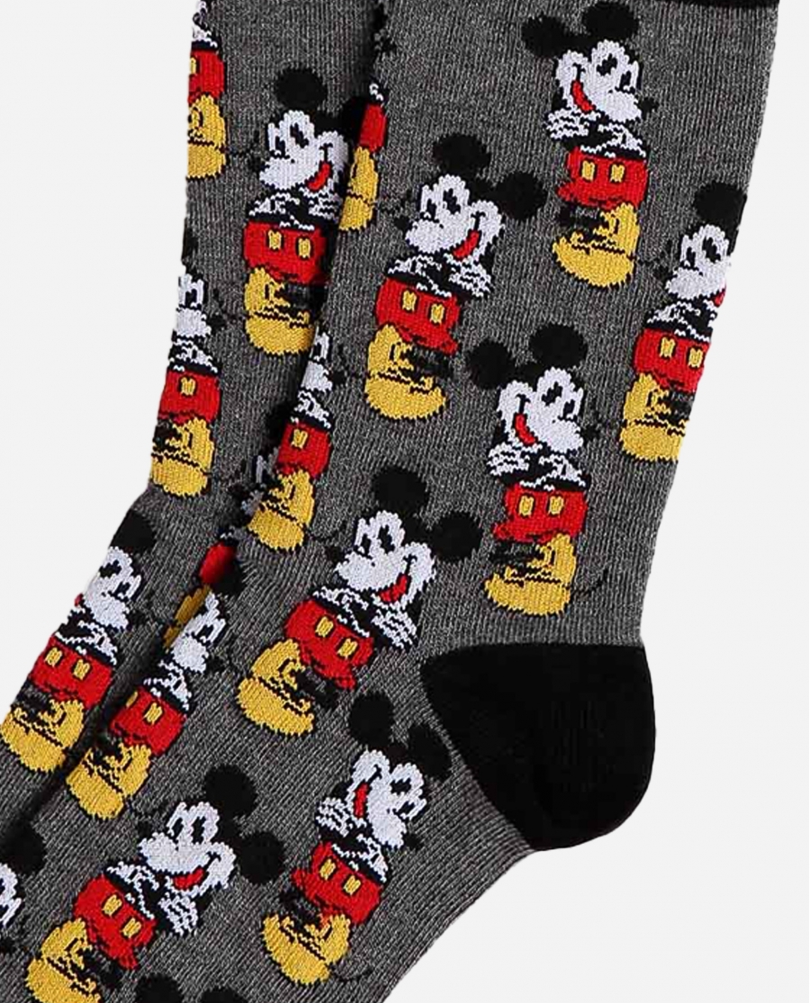 DISNEY Calcetín Mediano Mickey Grey para Hombre, (Caja de 3 unidades) PACK FANTASIA