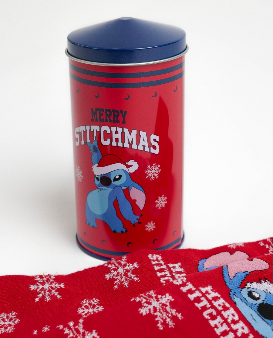 DISNEY Calcetín Antideslizante Stitchmas para Mujer ROJO
