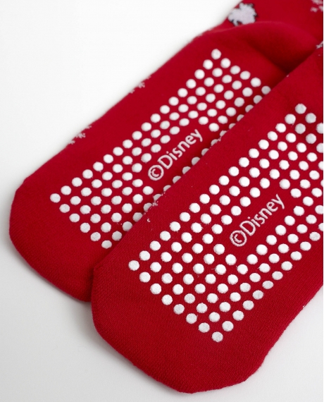 DISNEY Calcetín Antideslizante Stitchmas para Mujer, (Caja de 12 packs) ROJO 2