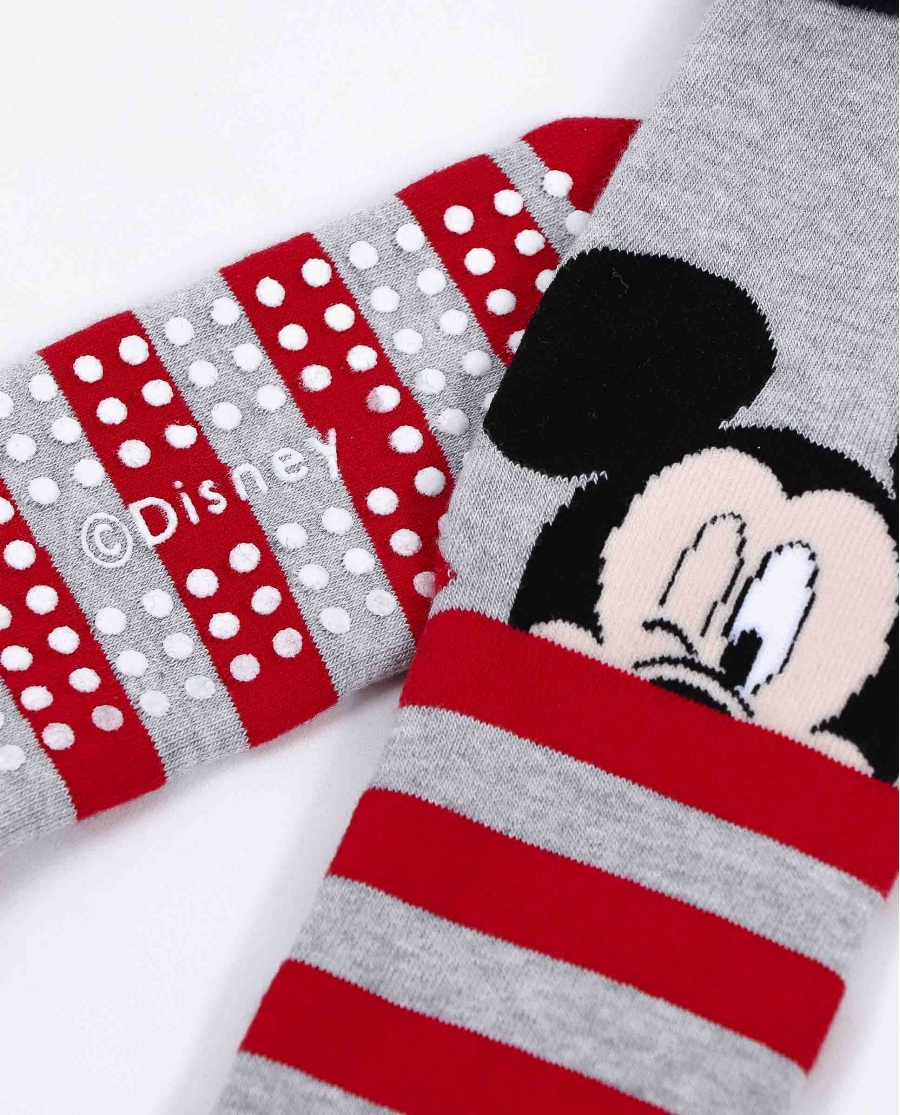 DISNEY Calcetín Antideslizante Mickey Stripes para Mujer GRIS JASPE