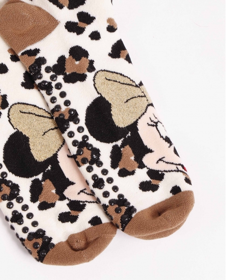 DISNEY Calcetín Antideslizante Minnie Leopard para Mujer CAMEL 2