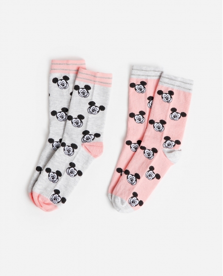 DISNEY Calcetín Mickey Pink Small Faces para Mujer, (Caja de 6 unidades) SURTIDO