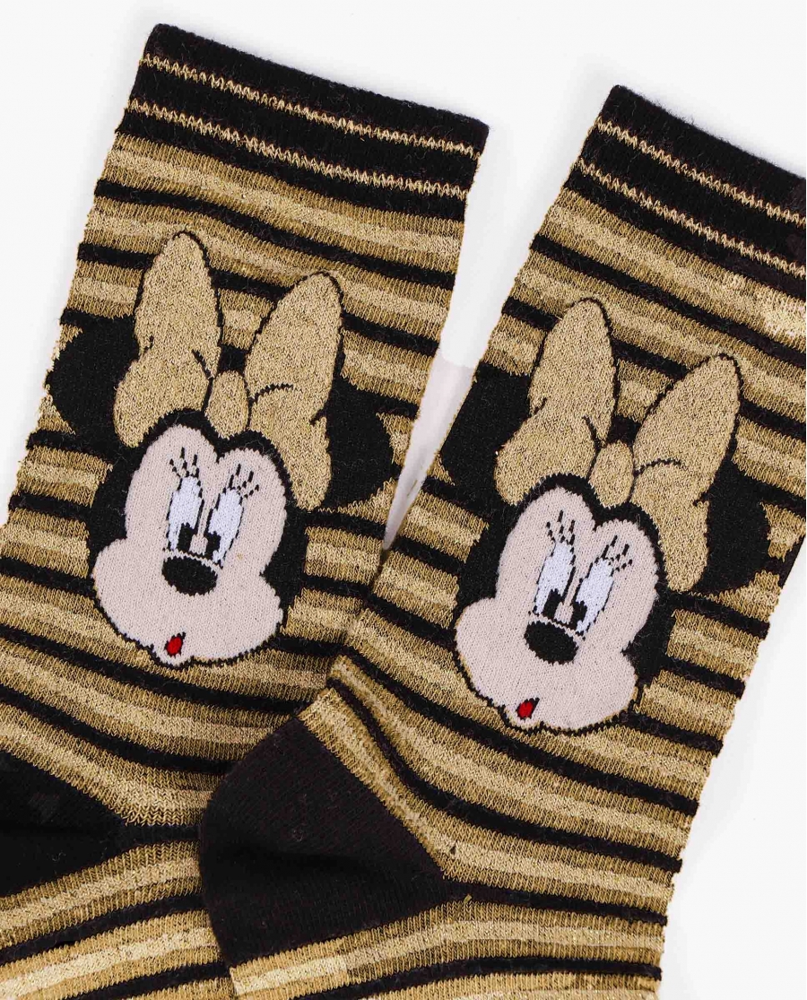 DISNEY Calcetín Minnie Leopard Stripes para Mujer CAMEL