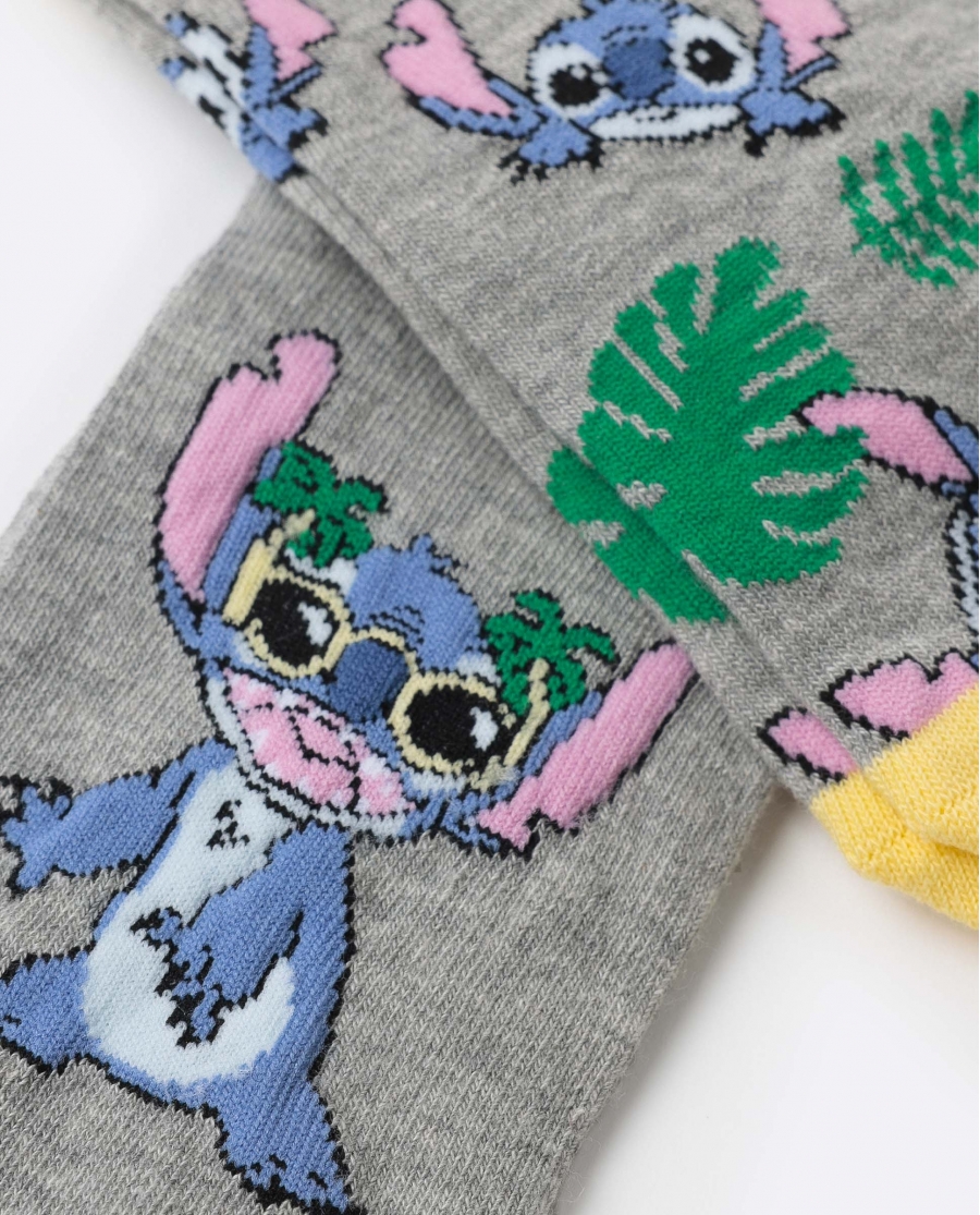DISNEY Calcetín Tobillero Tropical Stitch para Mujer, (Caja de 6 pares) SURTIDO