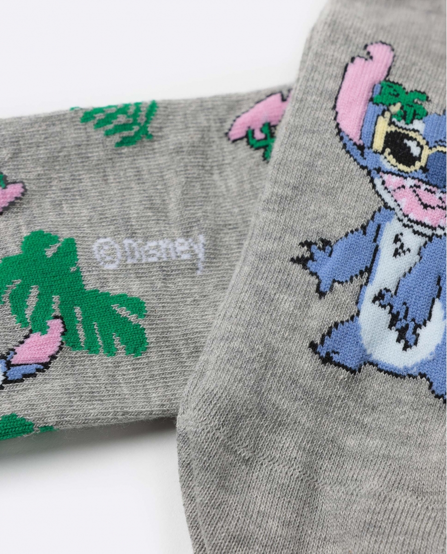 DISNEY Calcetín Tobillero Tropical Stitch para Mujer, (Caja de 6 pares) SURTIDO