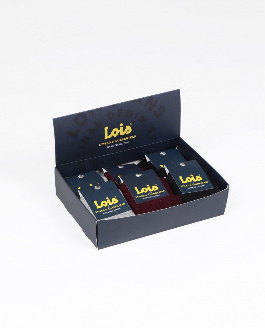 LOIS Calcetín Tobillero Antideslizante para Hombre, (Caja de 6 pares) SURTIDO