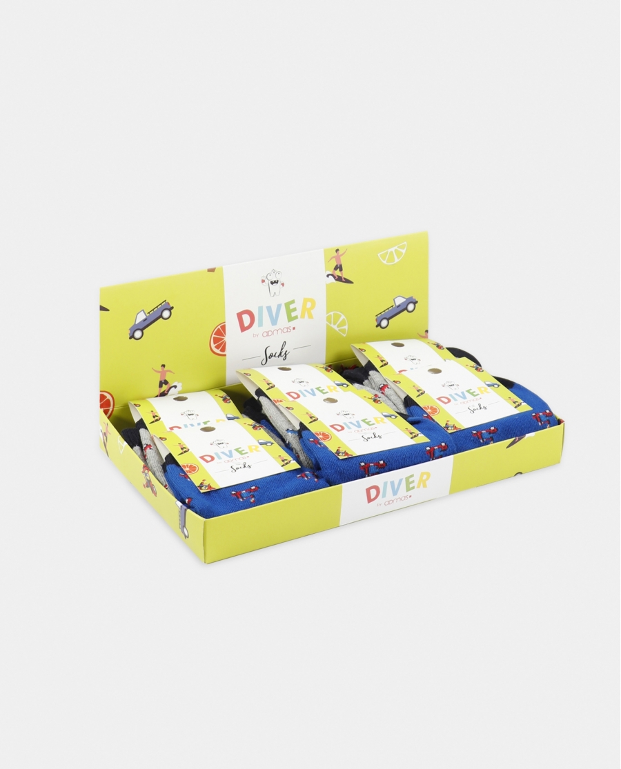 DIVER Calcetín Tobillero Transporter para Hombre, (Caja de 6 unidades) SURTIDO