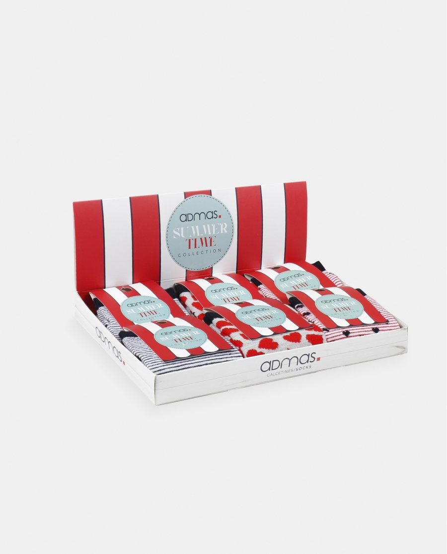 ADMAS Calcetines Tobilleros French Love para Mujer, (Caja de 6 pares) SURTIDO