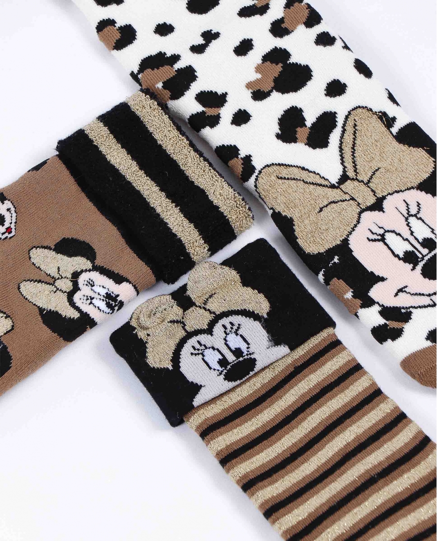 DISNEY Calcetín Antideslizante Minnie Leopard para Mujer, (Caja de 12 pares) SURTIDO