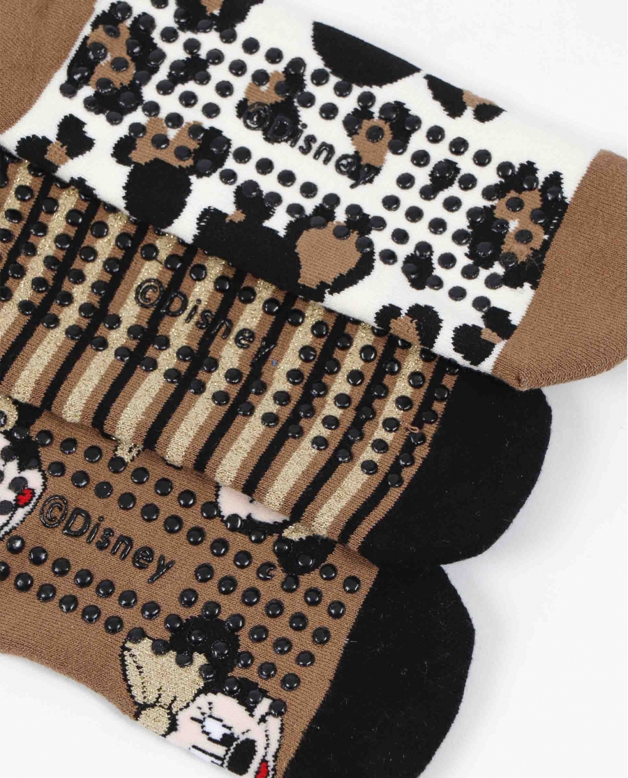 DISNEY Calcetín Antideslizante Minnie Leopard para Mujer, (Caja de 12 pares) SURTIDO