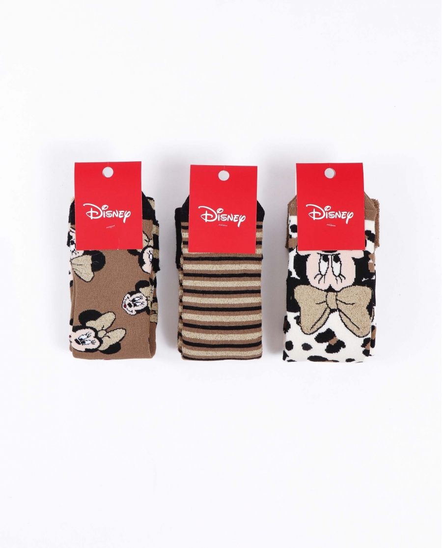 DISNEY Calcetín Antideslizante Minnie Leopard para Mujer, (Caja de 12 pares) SURTIDO
