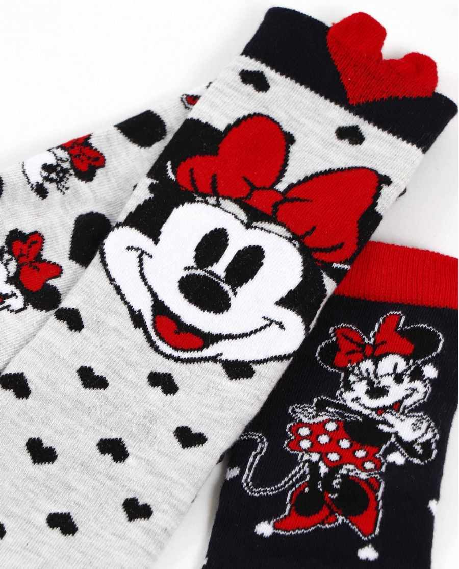 DISNEY Calcetín Mediano Minnie Hearts para Mujer, (Caja de 12 pares) SURTIDO
