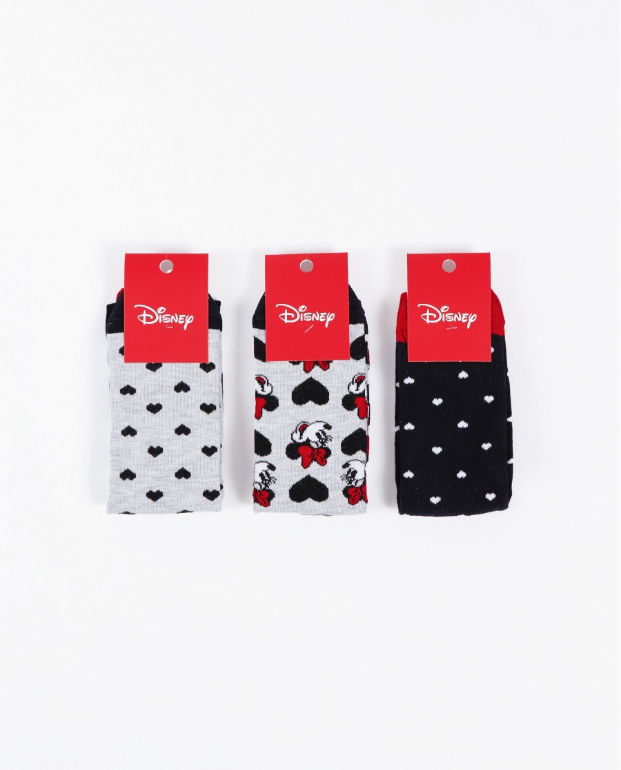DISNEY Calcetín Mediano Minnie Hearts para Mujer, (Caja de 12 pares) SURTIDO