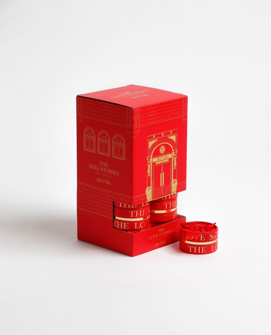 ADMAS Braga Puntilla con Envase Regalo para Mujer ROJO